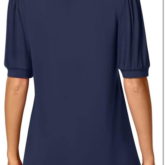 Chic Navy V-Neck Blouse for Women - Picture 3 of 6